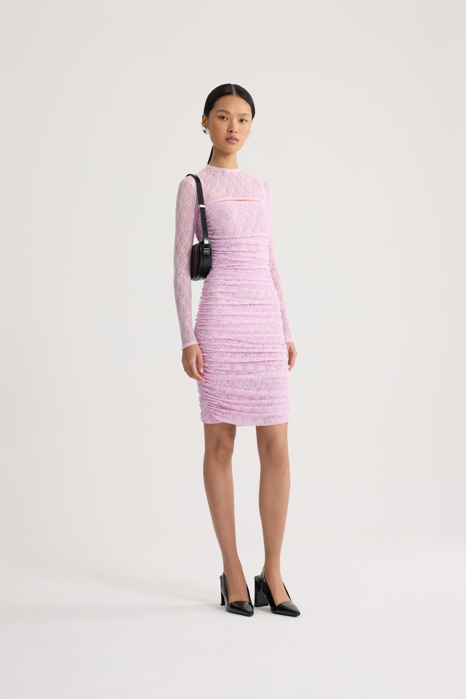 Patou JE241 Robe mini dentelle rose top amovible
