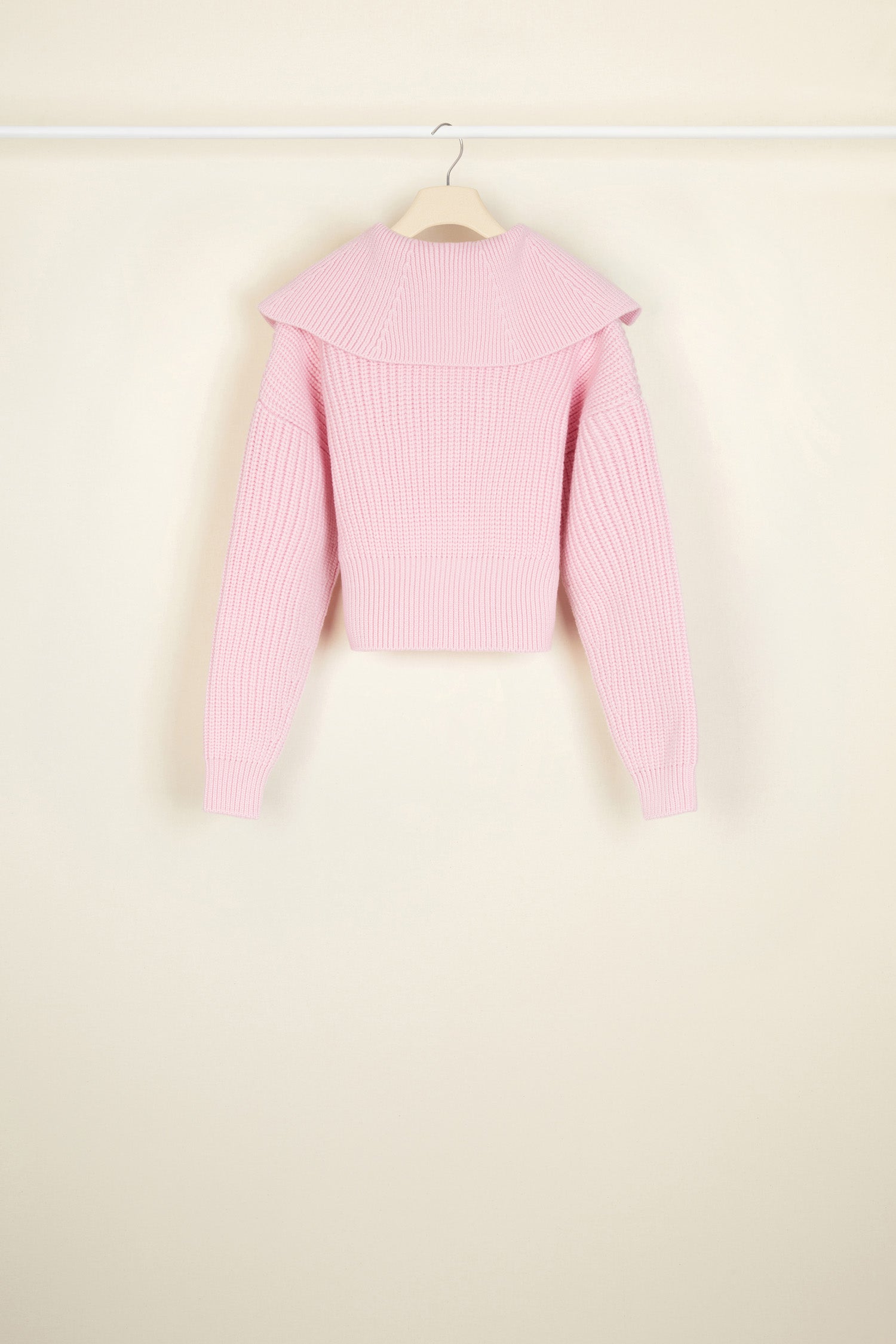 Patou H21KN0398022402P pull laine rose blush col zip