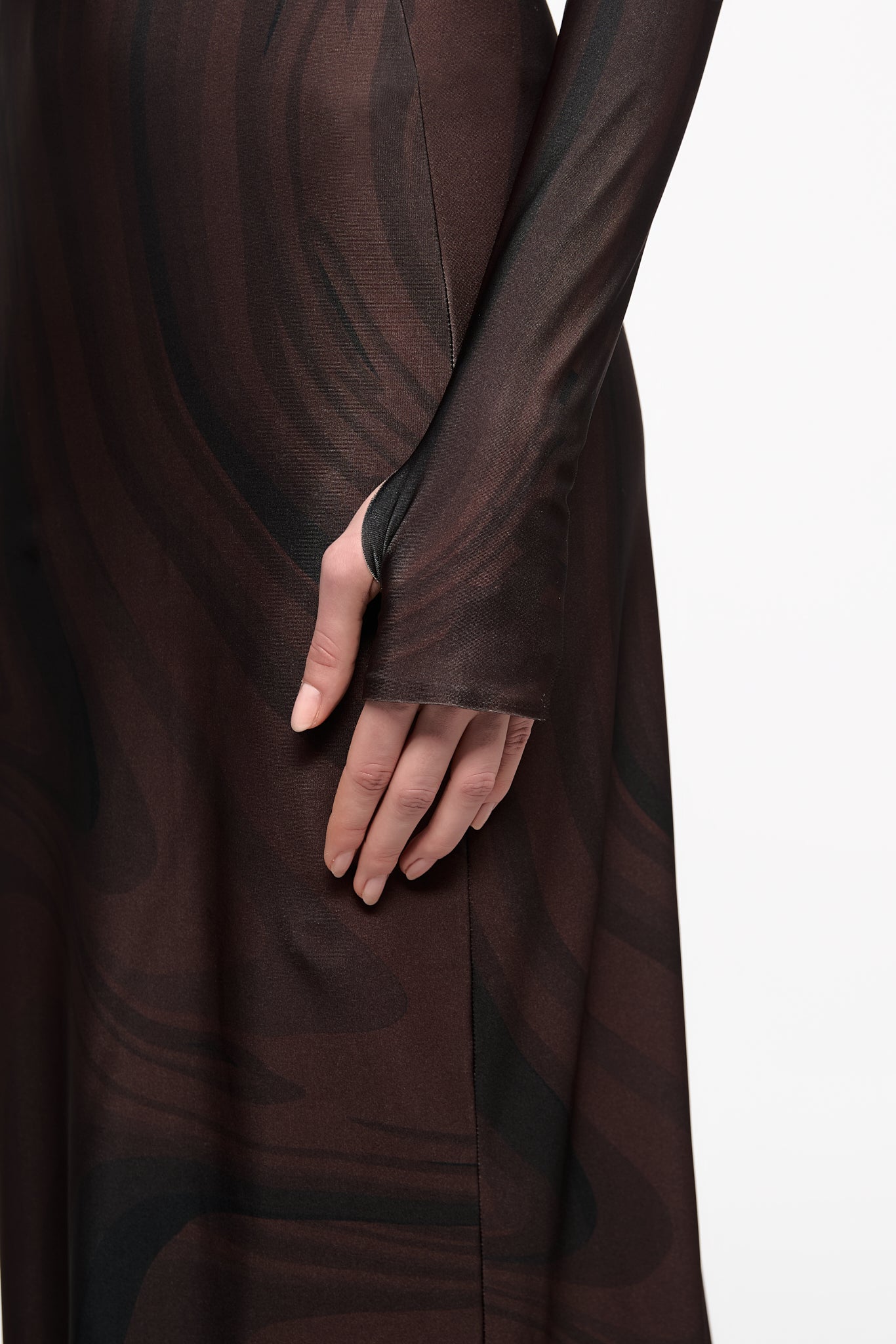 ATU Body Couture Long Chocolate Print Maxi Dress robe imprimé S