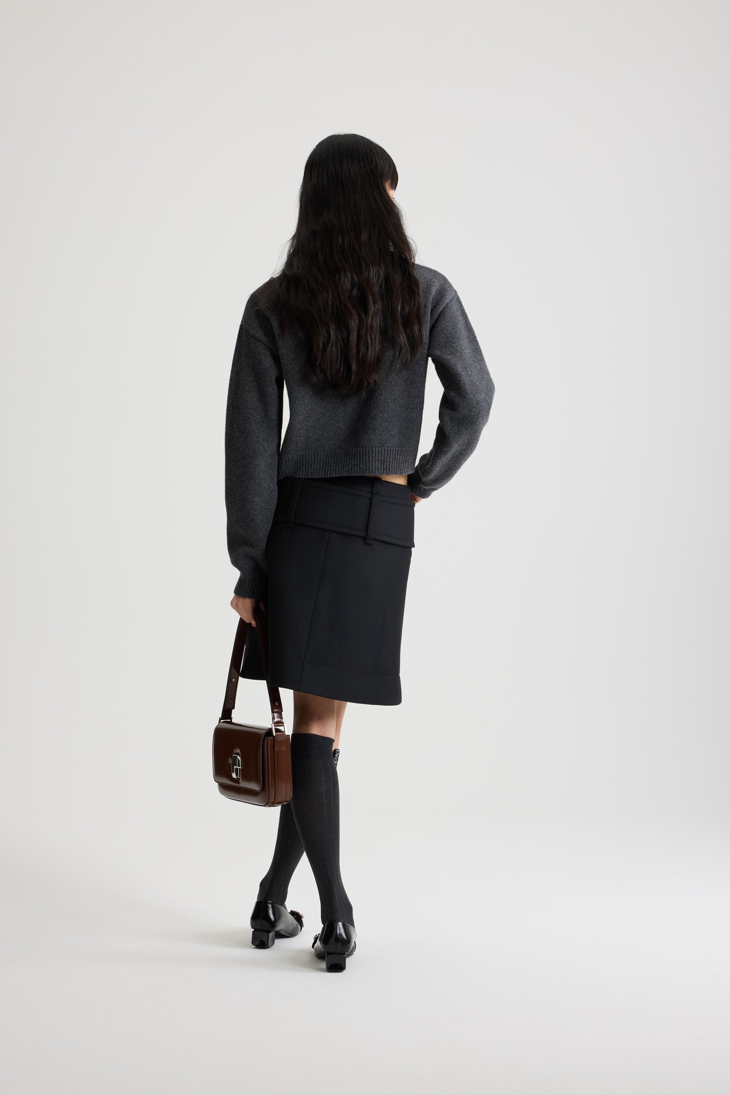Patou KN278 pull laine cachemire logo gris Mercury