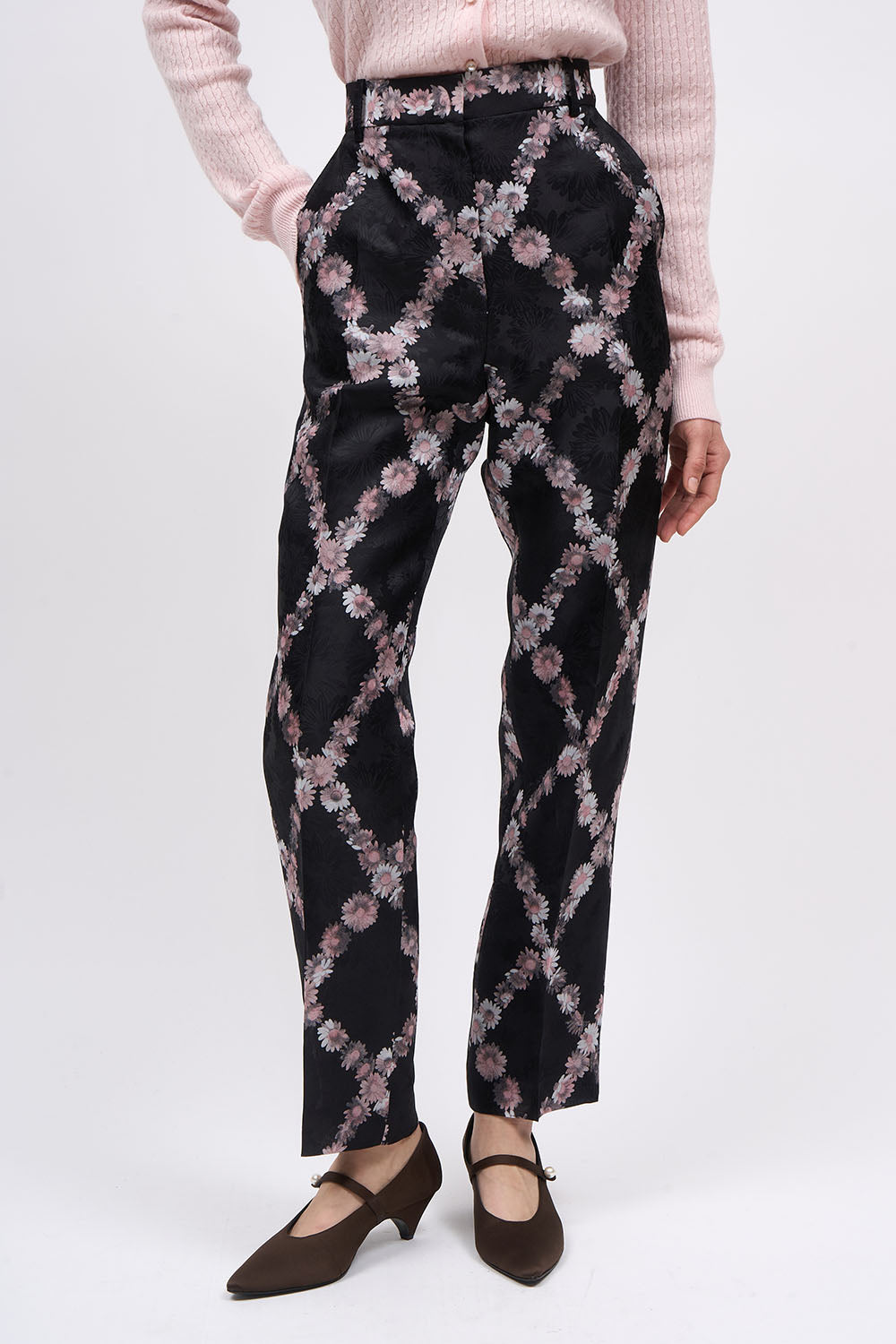 PAUL & JOE Acanthe Pantalon droit organza de soie imprimé doublé