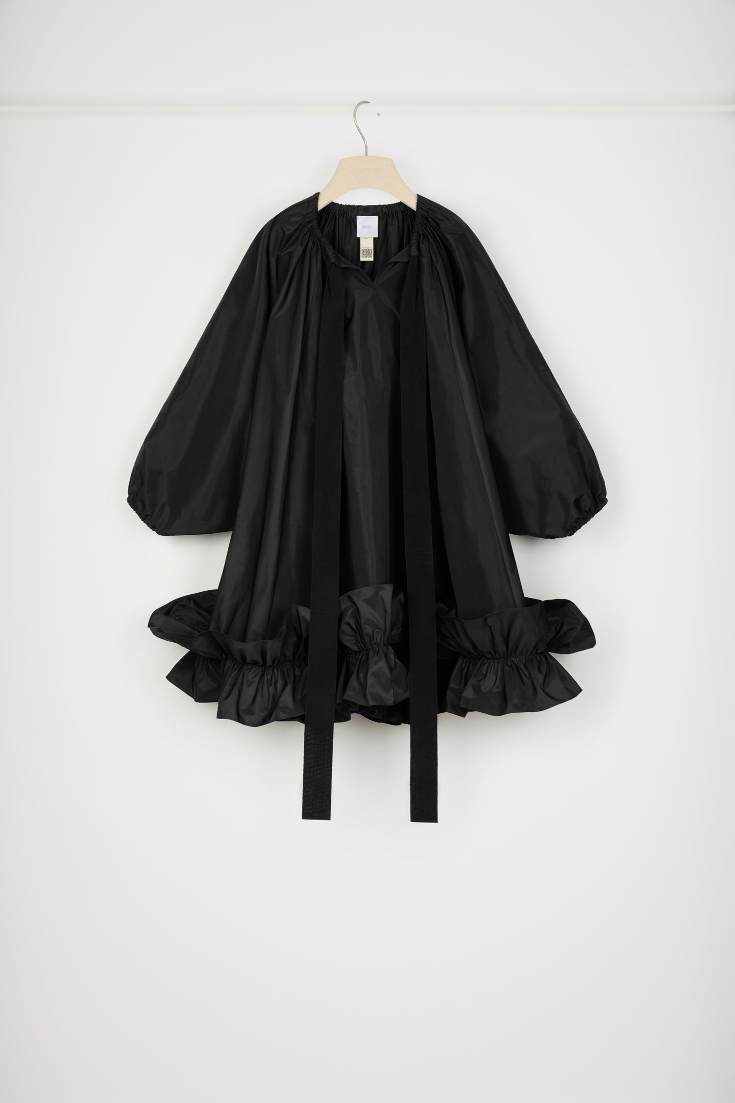 Patou DR108 robe noire faille recyclée volants grosgrain