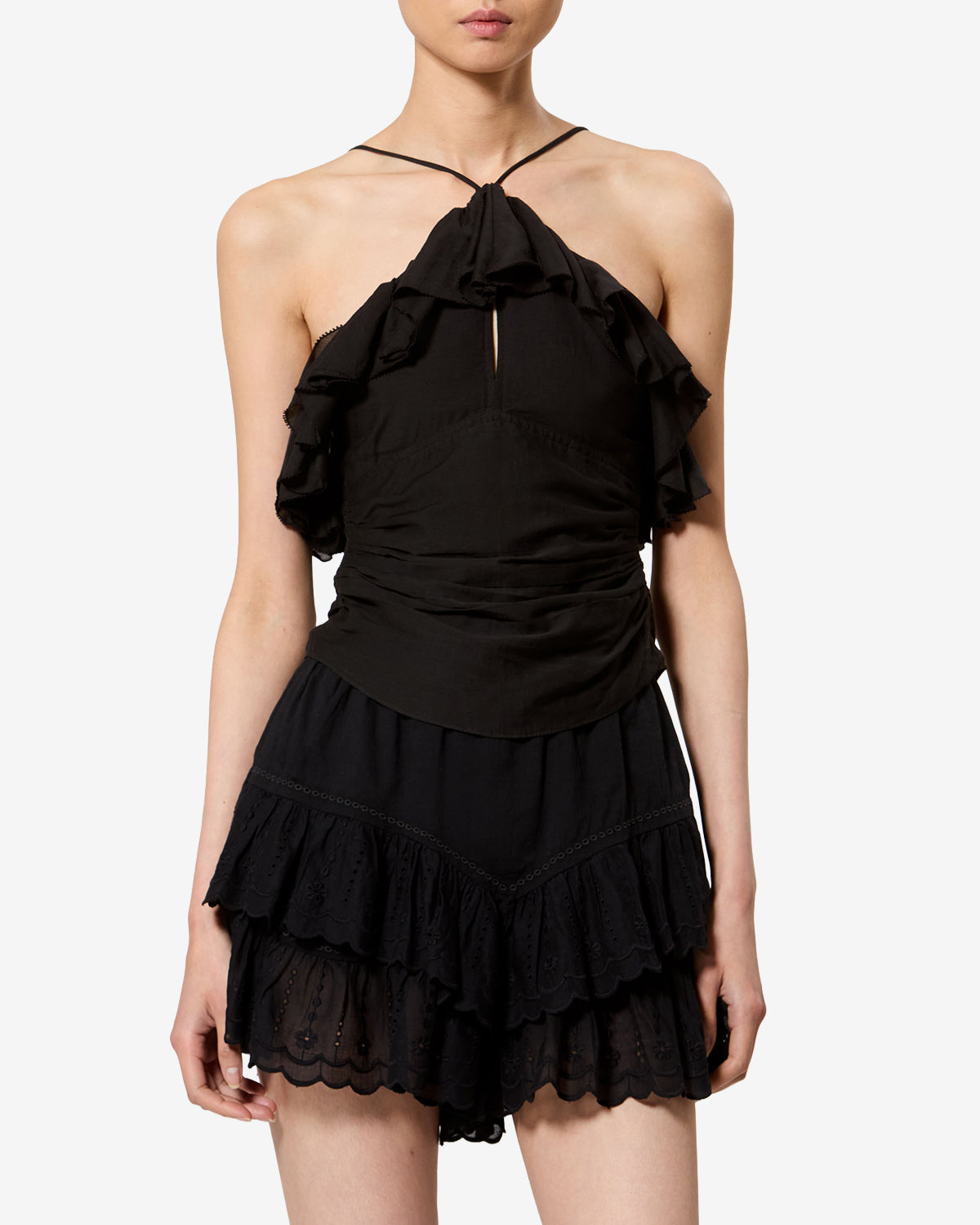 Isabel Marant Djimia HT0900FB top noir voile volants