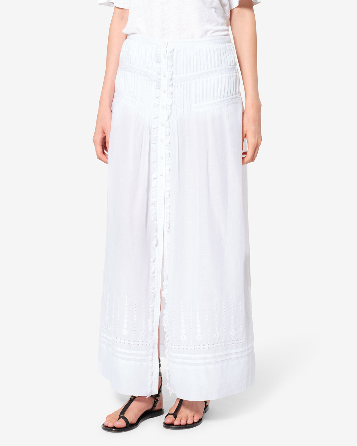 Isabel Marant Lorraine JU0526 Jupe blanc brodé