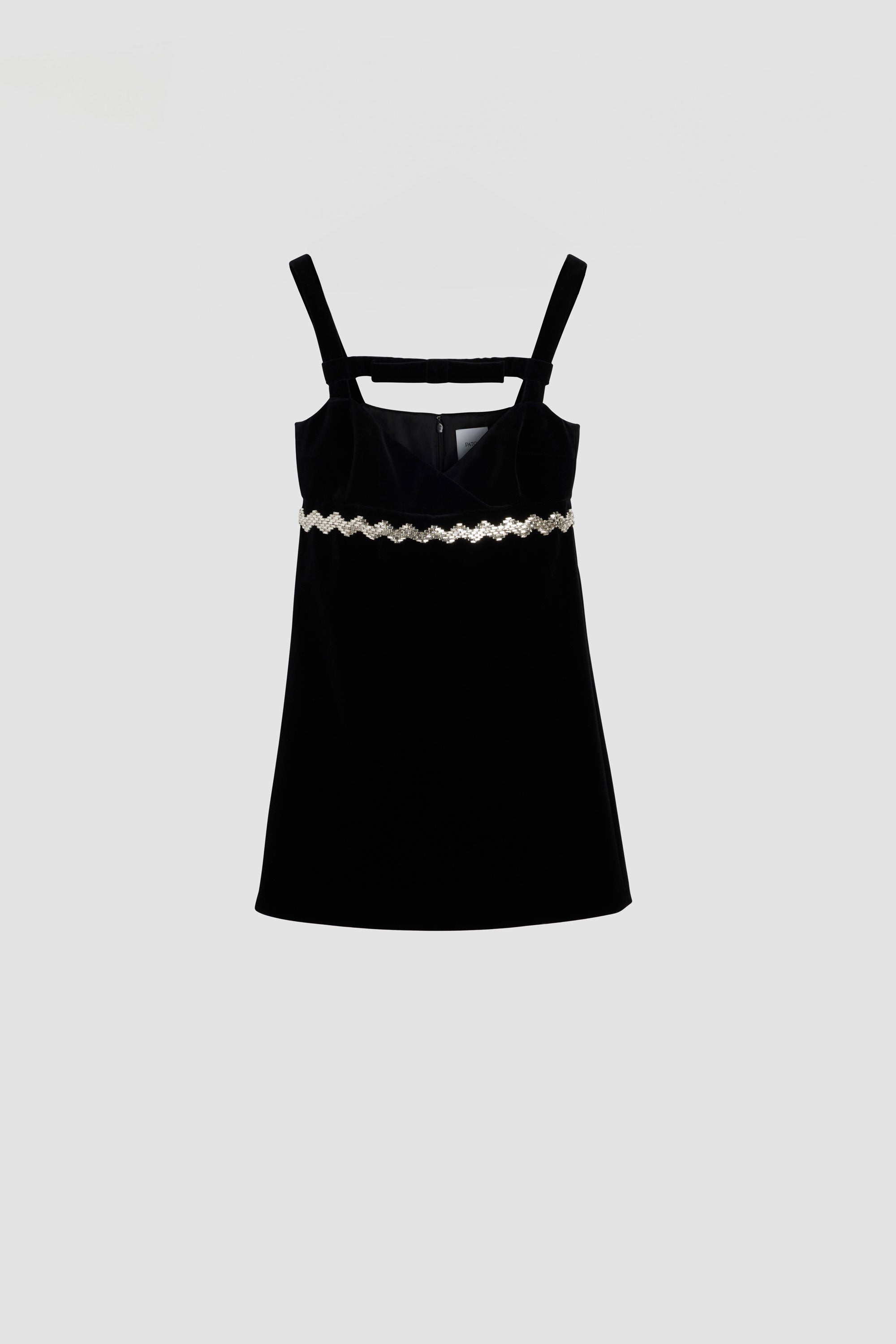 Patou DR137 robe mini noire velours coton à nœud