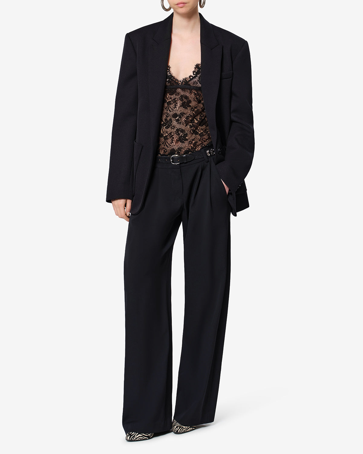 Isabel Marant Lyda PA0803 pantalon noir laine large