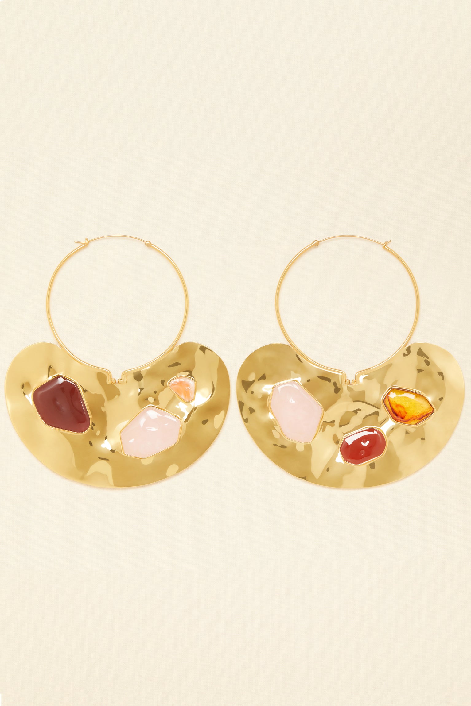 Patou Boucles JW013 Créoles Gold Stones larges