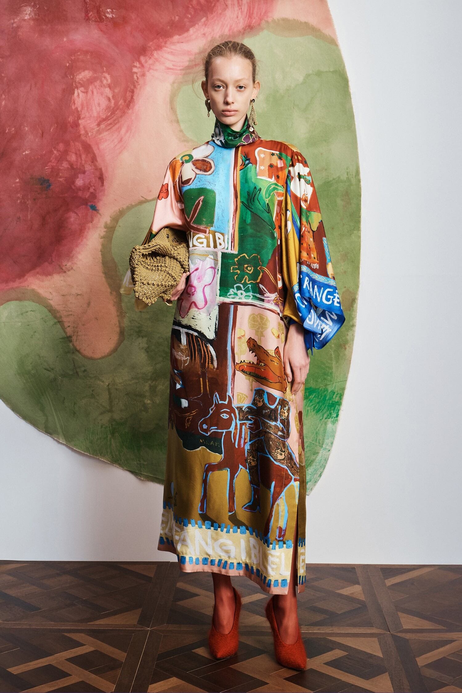 Alemäis Mlak Silk Midi robe midi soie imprimée