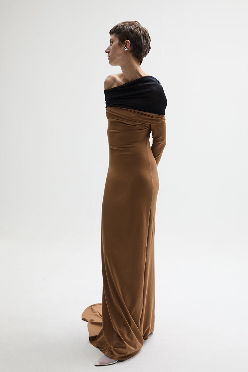 ATU Body Couture Crown Robe Longue Camel Taille S