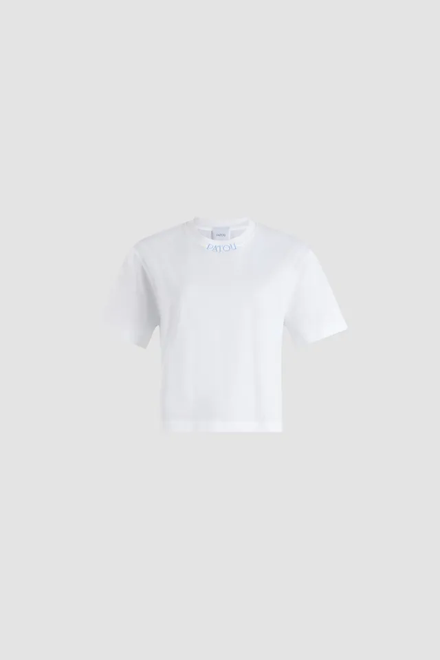 Patou P25JE1359999001W t-shirt blanc logo brodé coton bio XS-XL