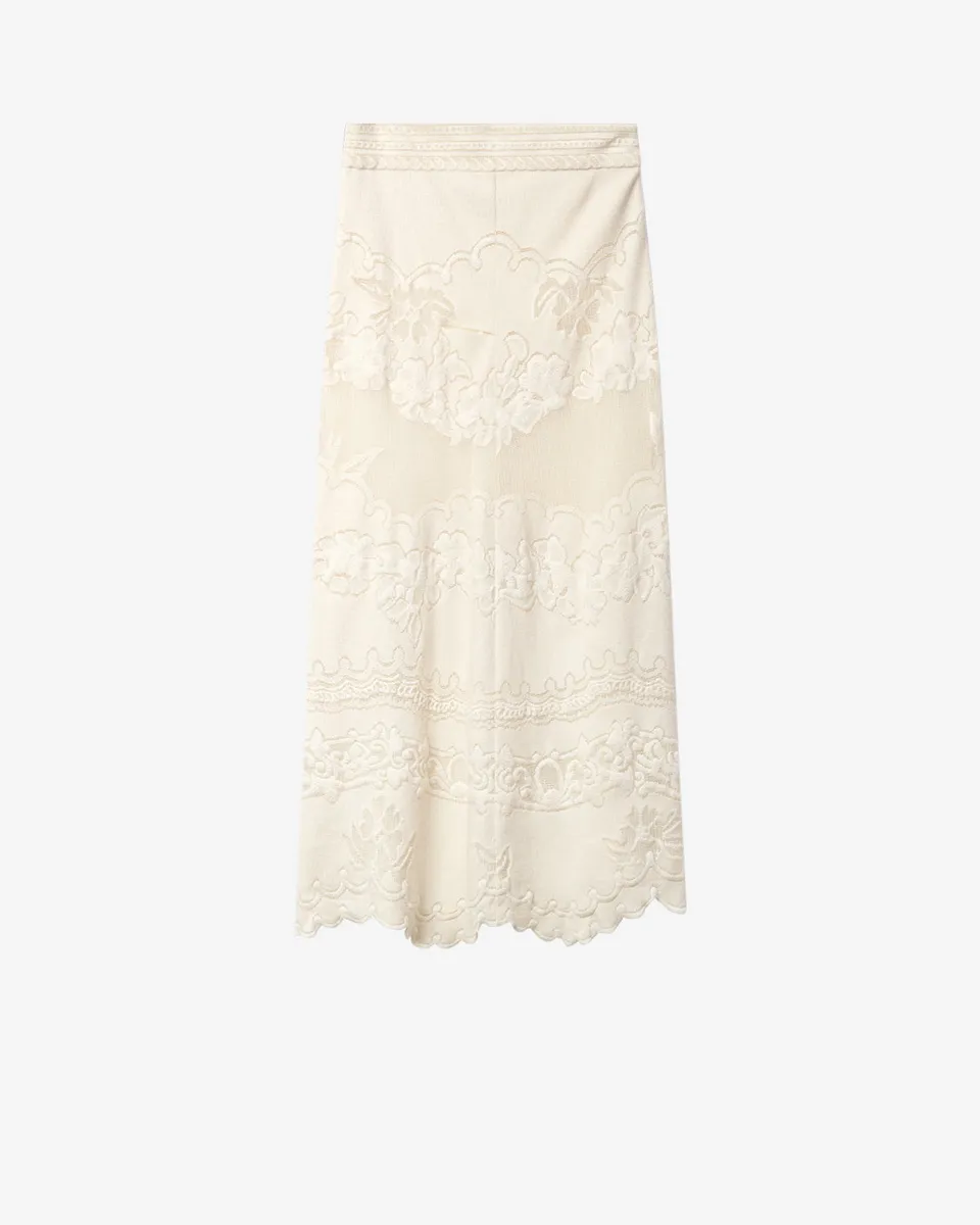 Isabel Marant Sanaya jupe écru guipure brodée
