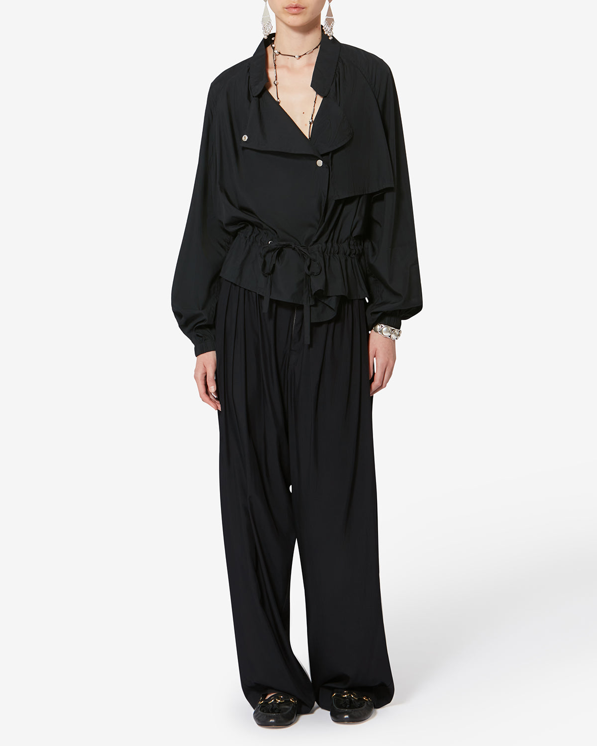 Isabel Marant Inaya Pantalon Large Noir Fluide 36