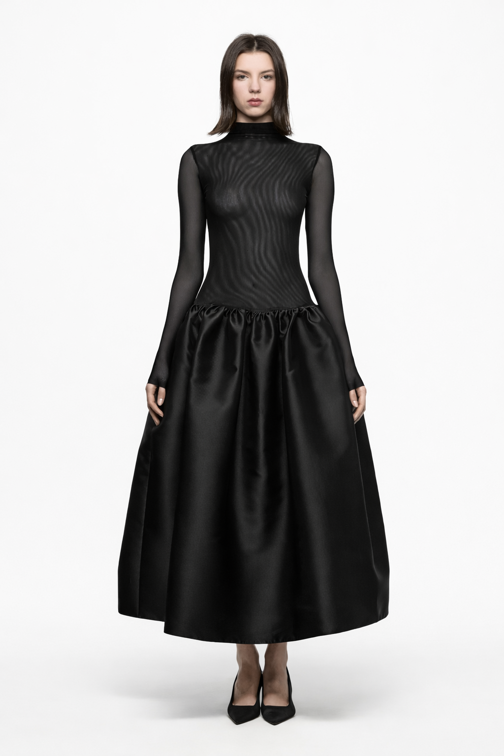 ATU Body Couture Midi Robe tulle noir midi taffetas taille S