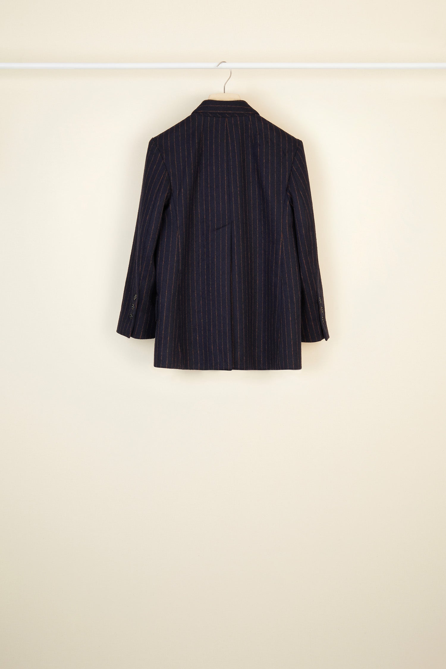 Patou JA001 veste croisée laine rayée marine sienna