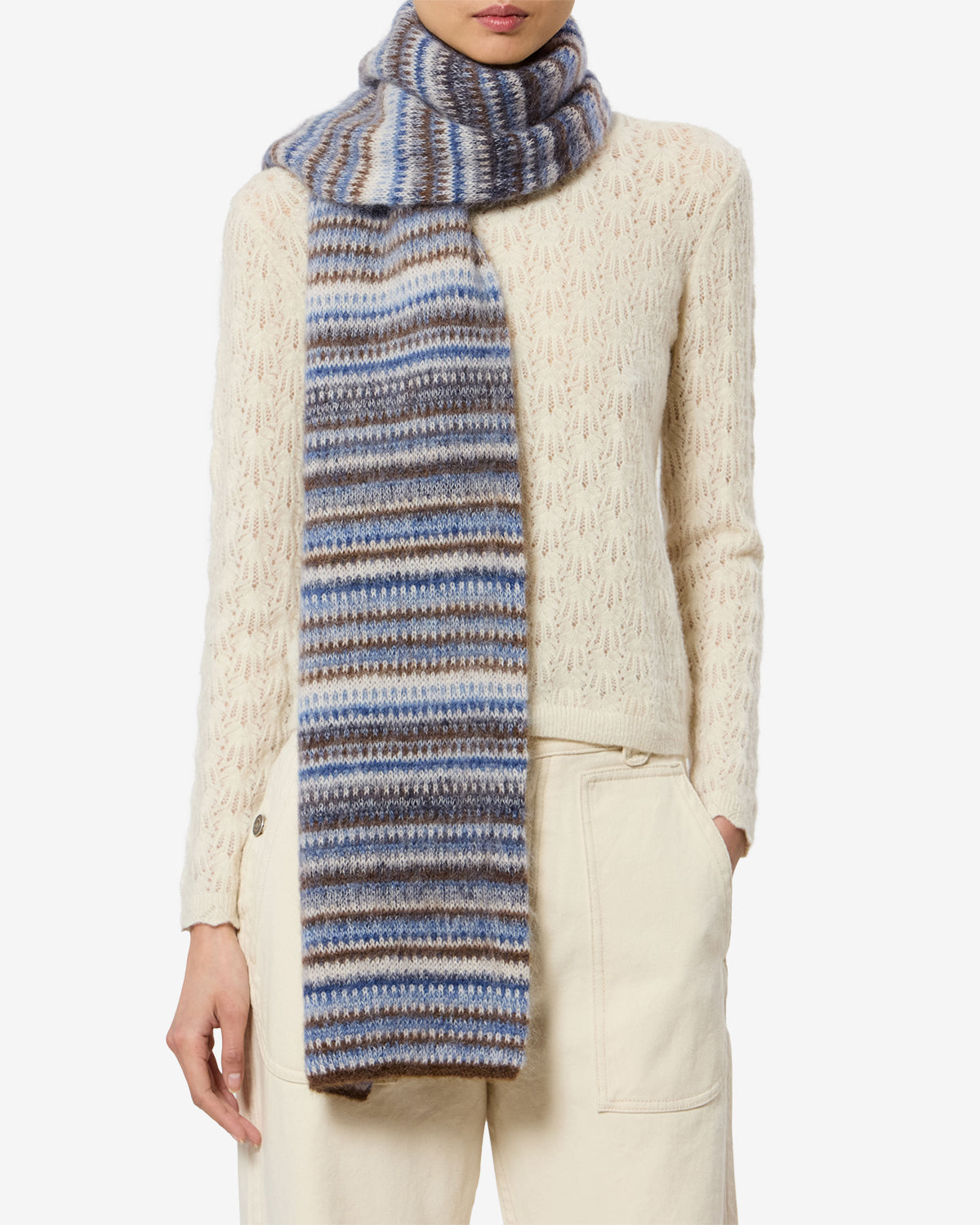 Isabel Marant Mouna écharpe mohair nuit rayures