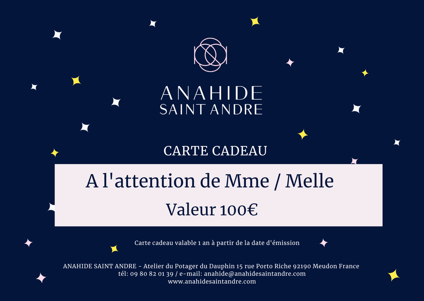 Anahide Saint André carte cadeau vestiaire femme