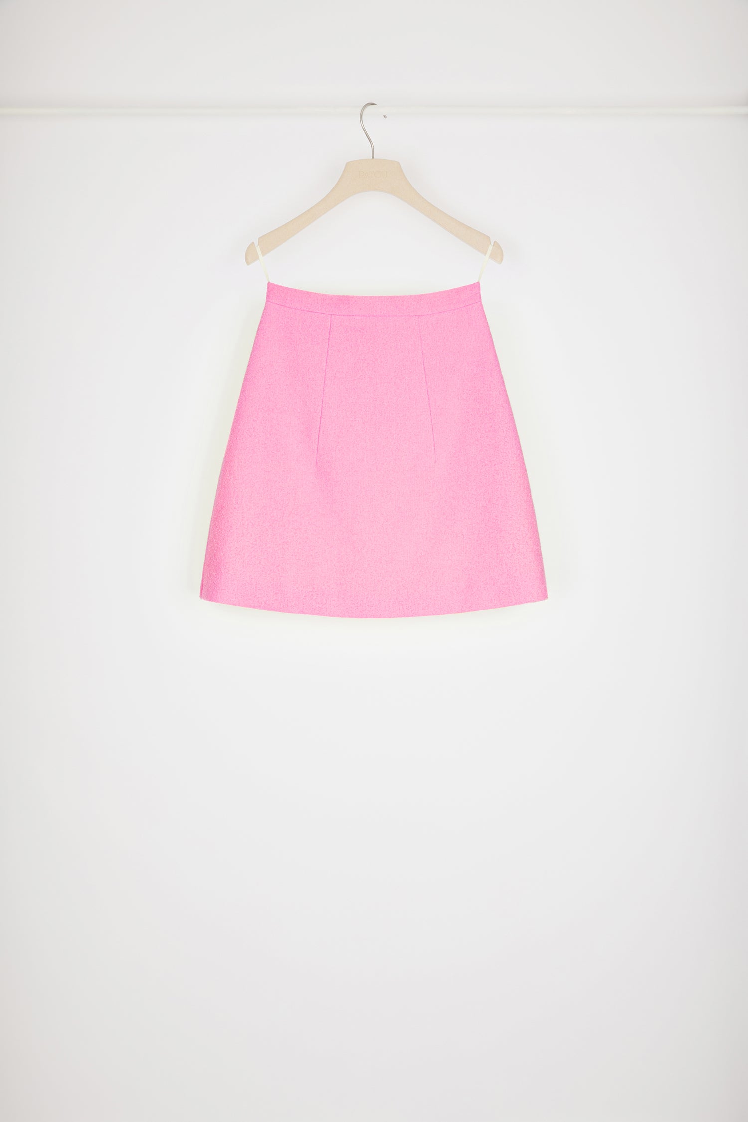 Patou SK036 mini-jupe trapèze rose tweed coton