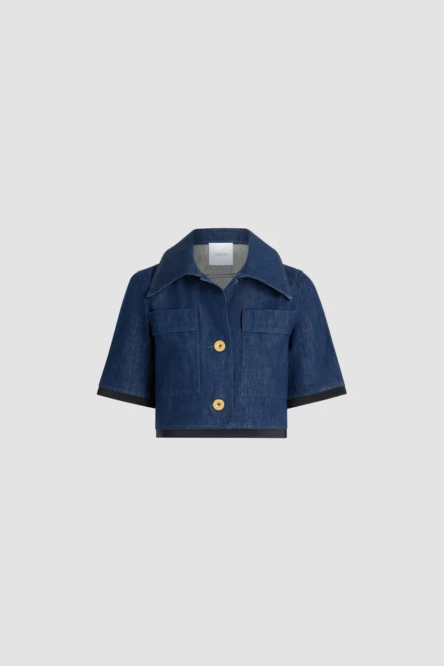 Patou Denim veste H25JA0480008602D jean Rodeo Blue cropped