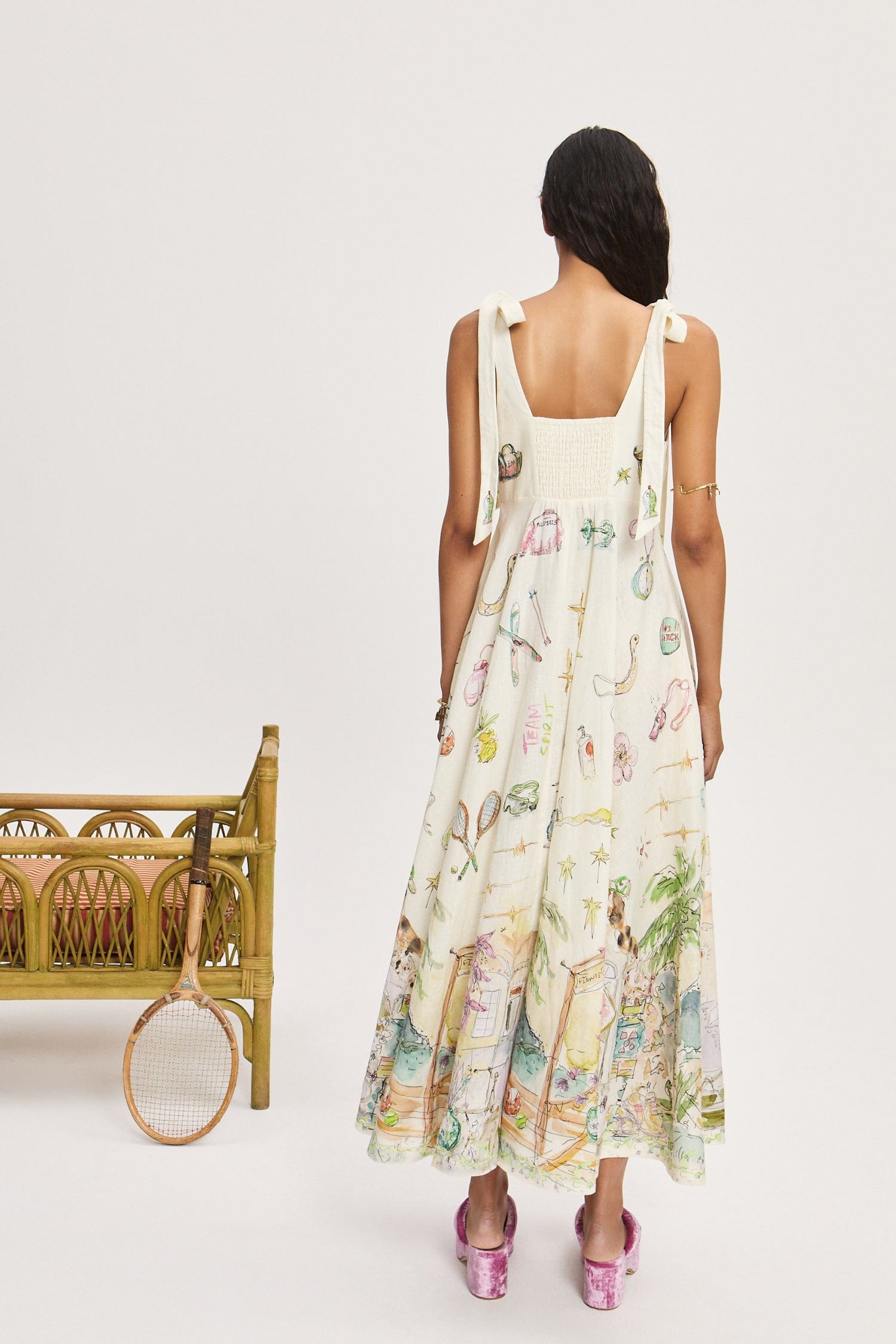 Alemais Anouk Ballet robe midi lin poches
