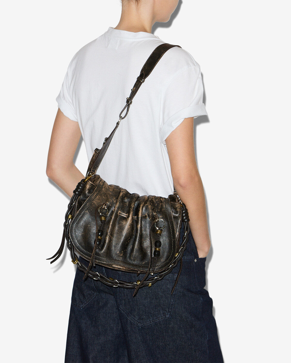 Isabel Marant Bolton sac cuir marron vintage 24x26 cm