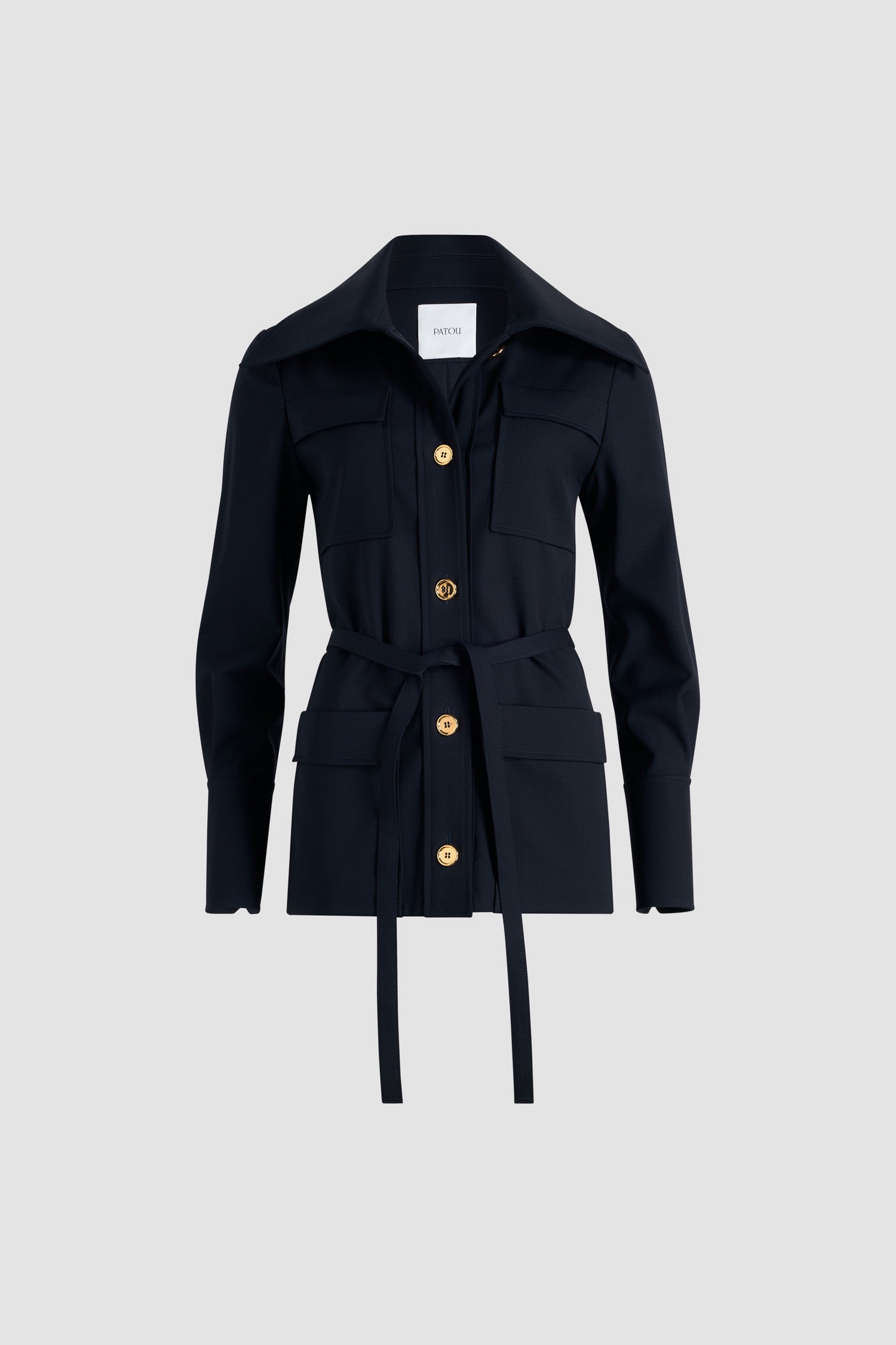 Patou P25JA049 veste safari laine bleu Navy Black