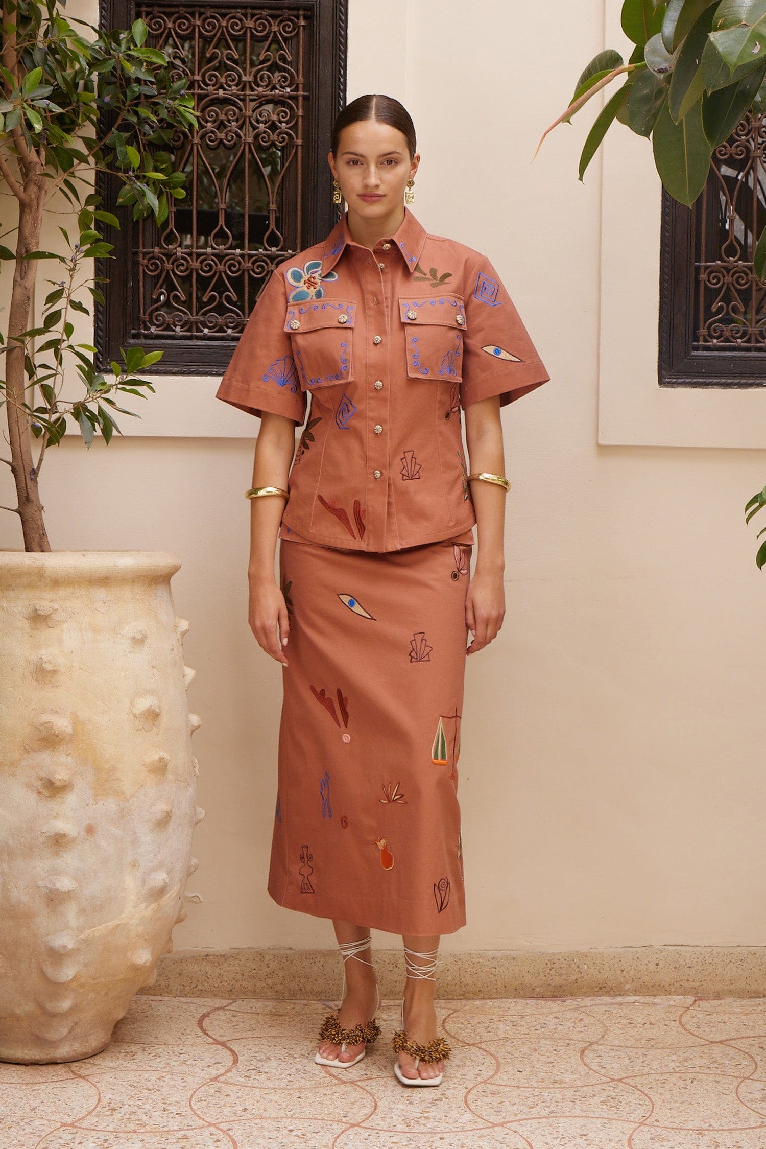 Alemäis Dusty Embroidered Fitted Shirt chemise coton taille 8