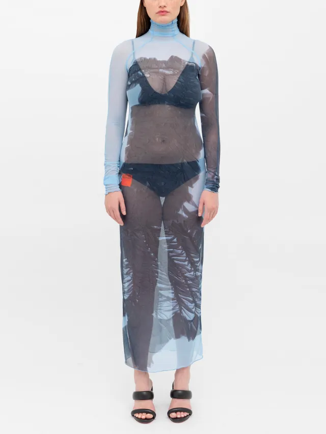 Ester Manas Mesh Print Long Dress robe longue Blue Scan