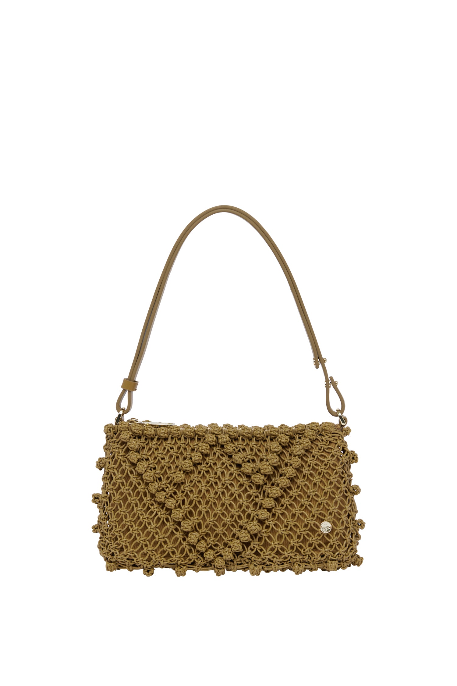 Alemäis Leather Macrame Pochette cuir olive