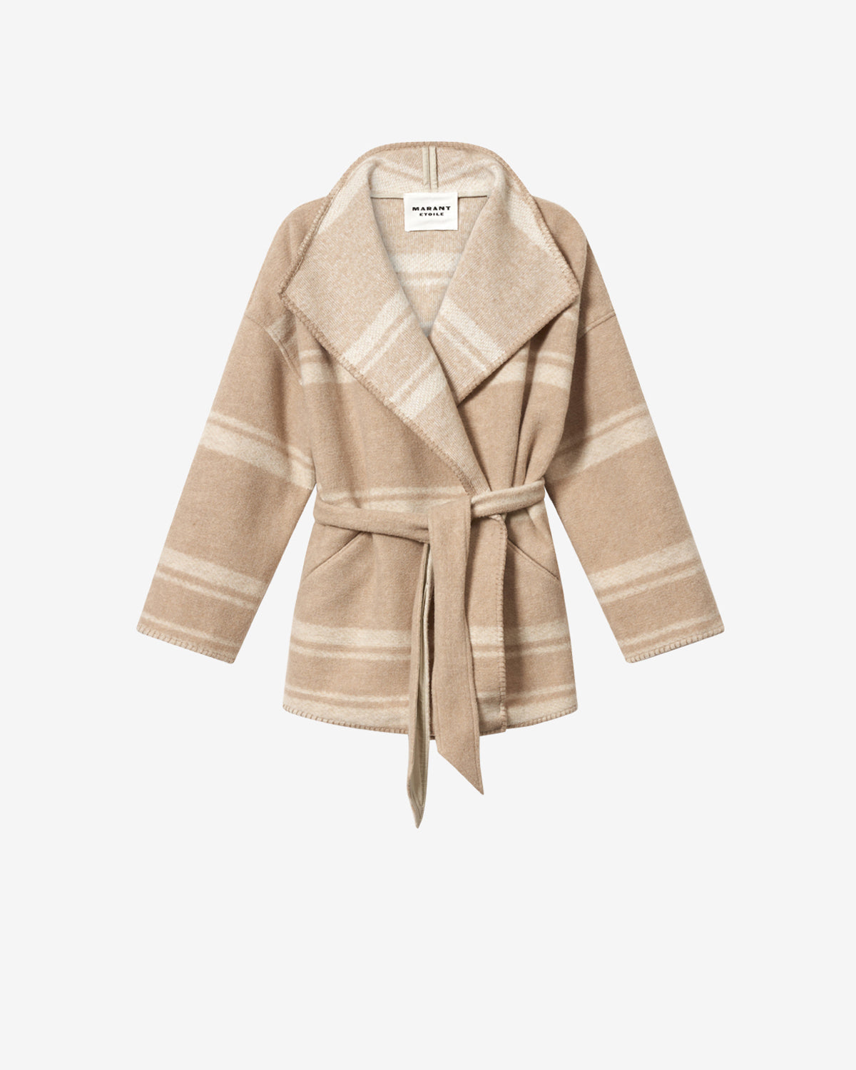 Isabel Marant Brea MA0574FA Manteau sable laine carreaux