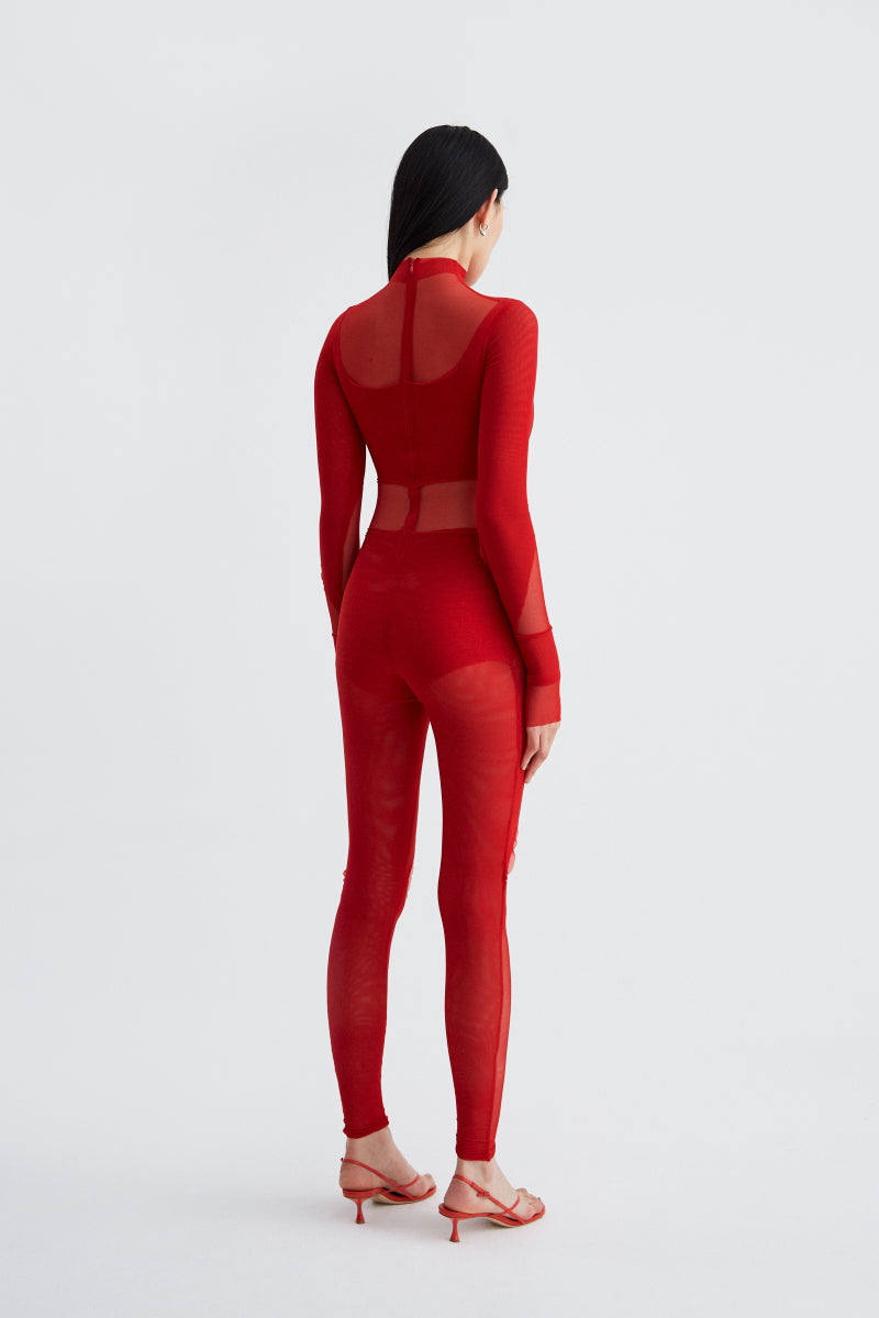 ATU Body Couture Soulmate Catsuit combi tulle rouge S