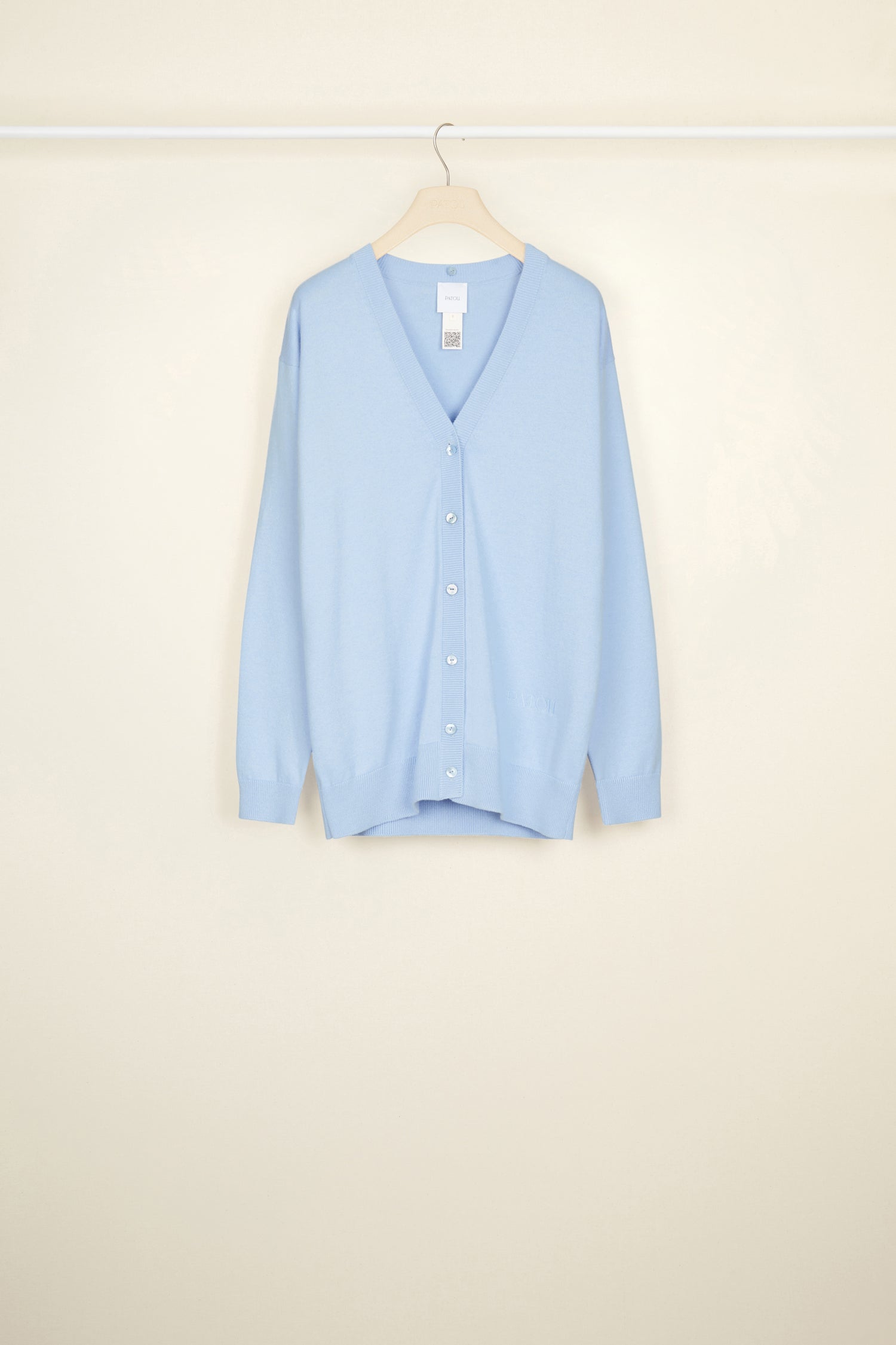 Patou Knitwear KN0718047626B gilet laine recyclée bleu