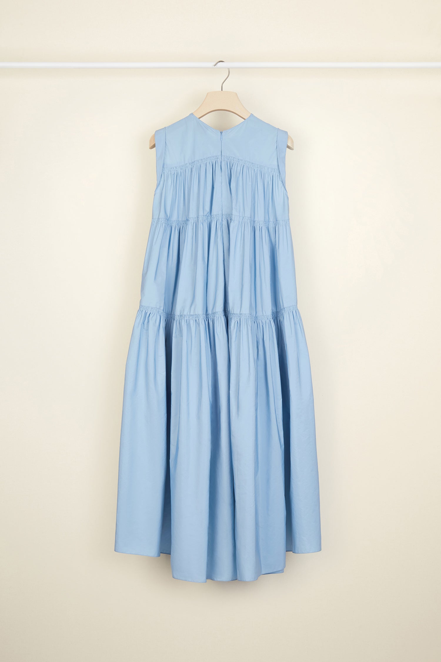 Patou DR031 Robe maxi faille bleue volants