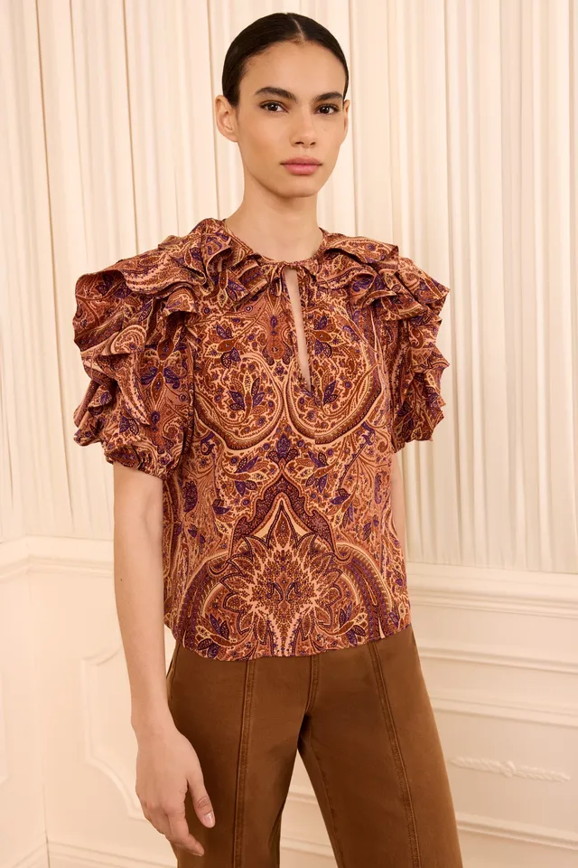 Ulla Johnson Josephine FA260222 top soie orange Rosette
