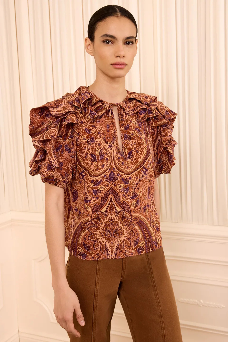 Ulla Johnson Josephine FA260222 top soie orange Rosette