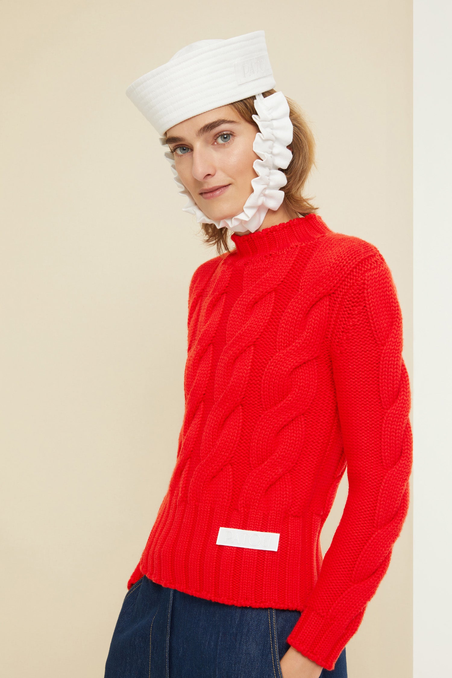 Patou P21KN0498038303R pull capucine red laine XS-XL
