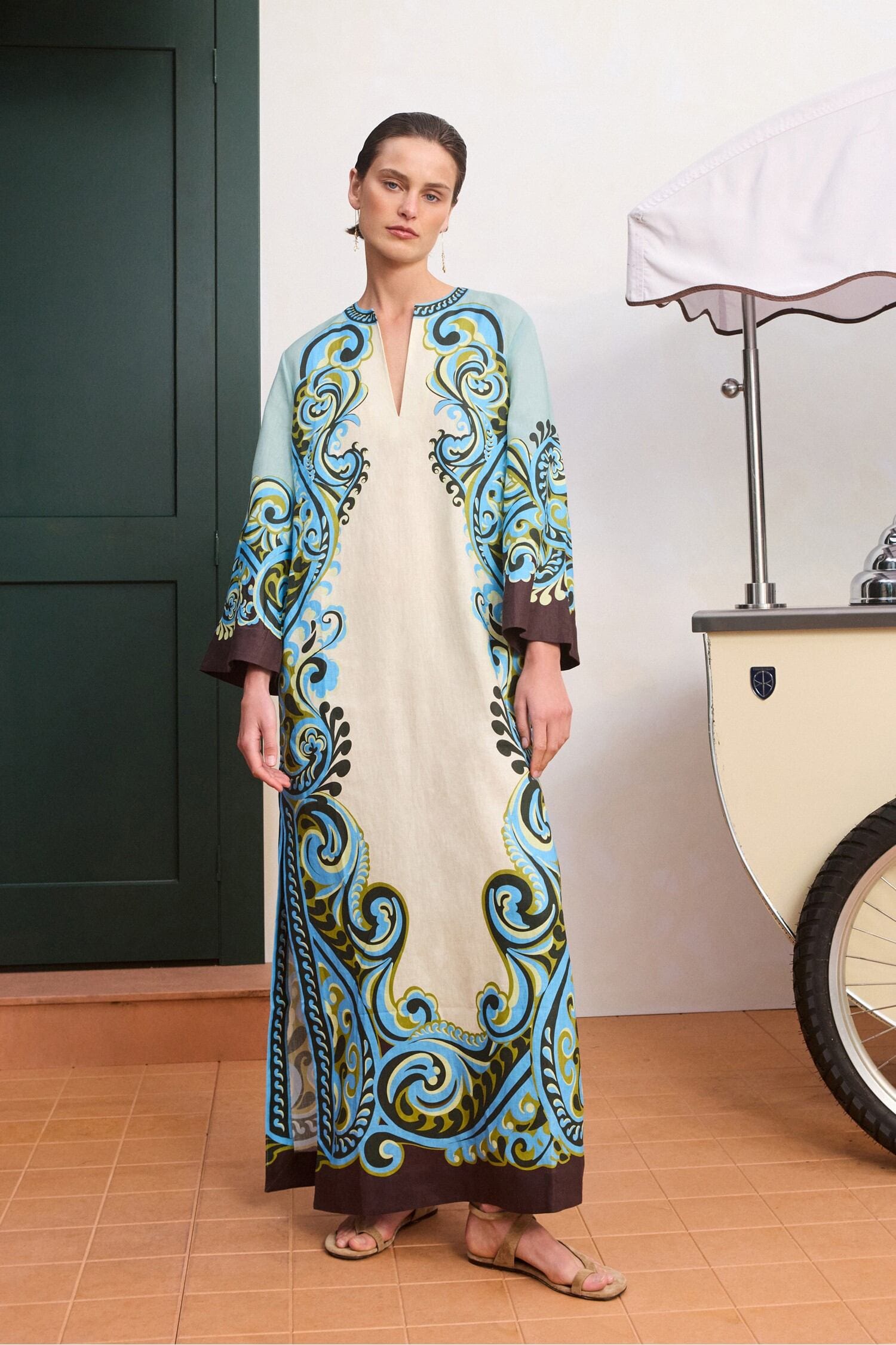 Alemäis Natalia Midi Robe lin paisley