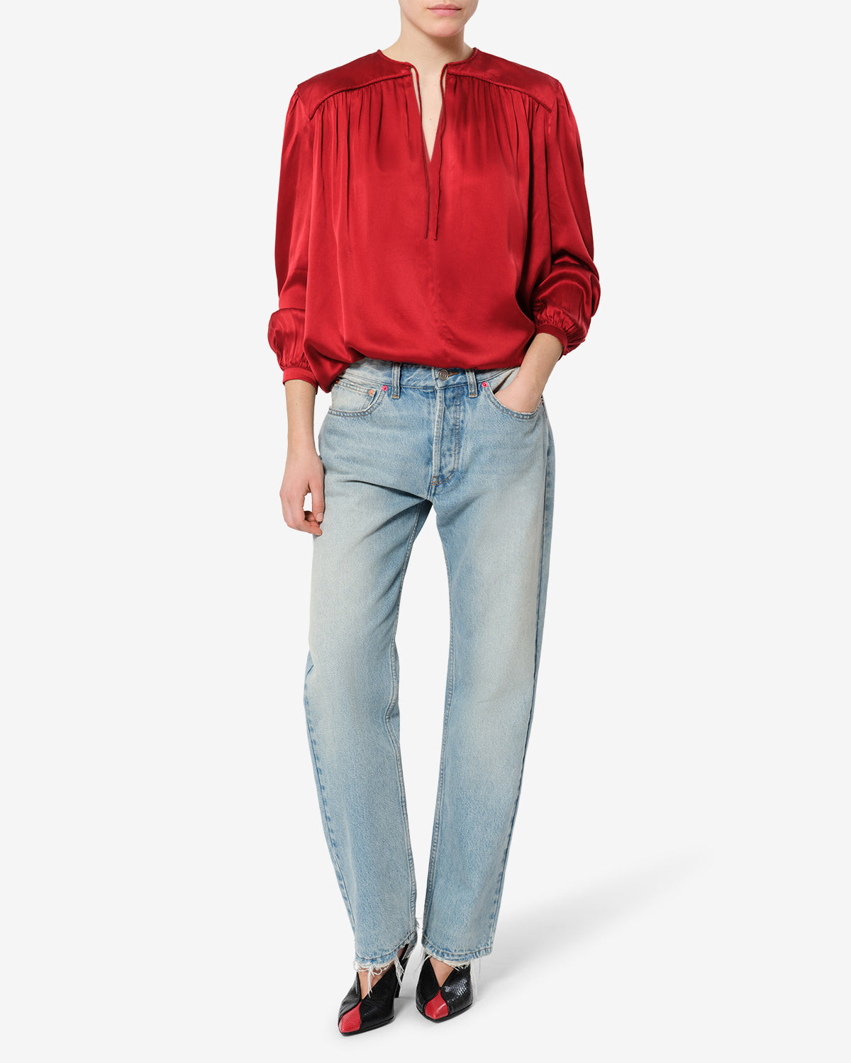 Isabel Marant Laraya blouse soie rouge ample