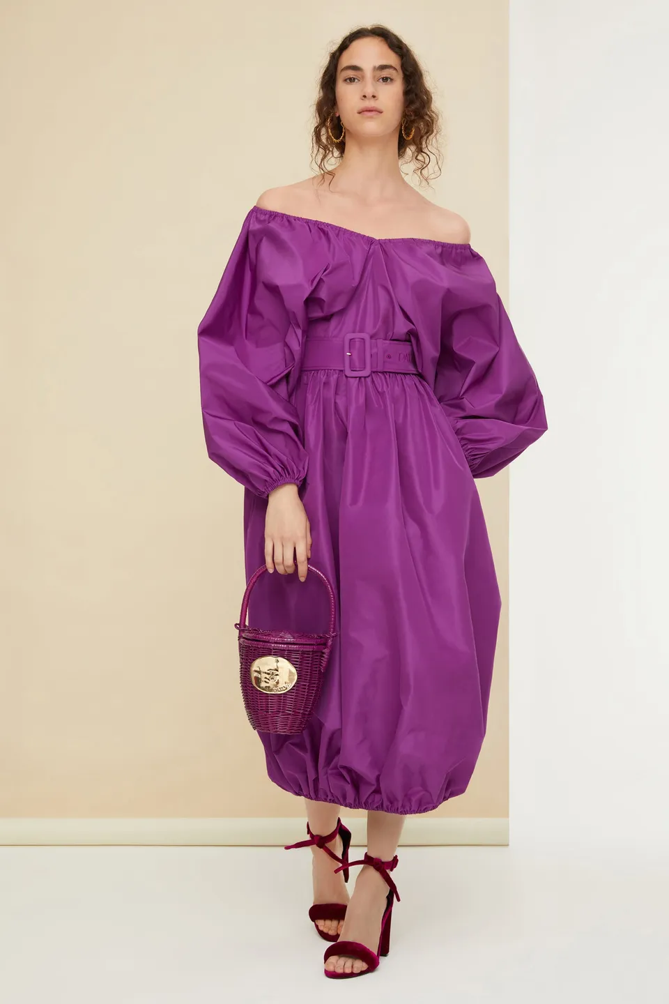 Patou DR085 robe maxi à ceinture faille recyclée Anemone