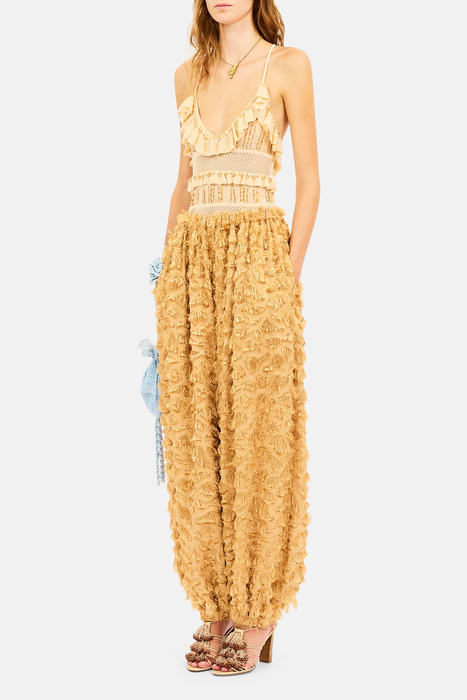 Ulla Johnson Elvira SP270411 pantalon franges beige Sand