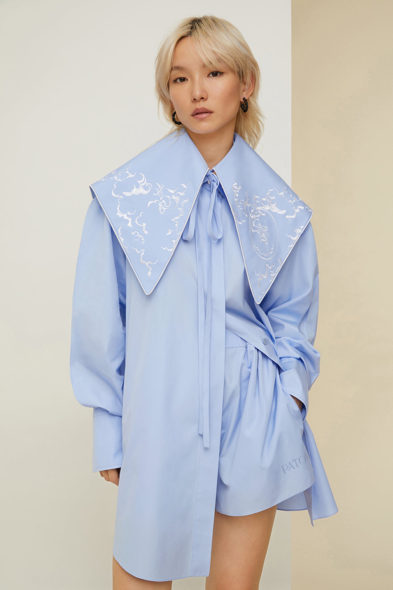 Patou P22DR0860017625B robe chemise coton bio bleu Aurora
