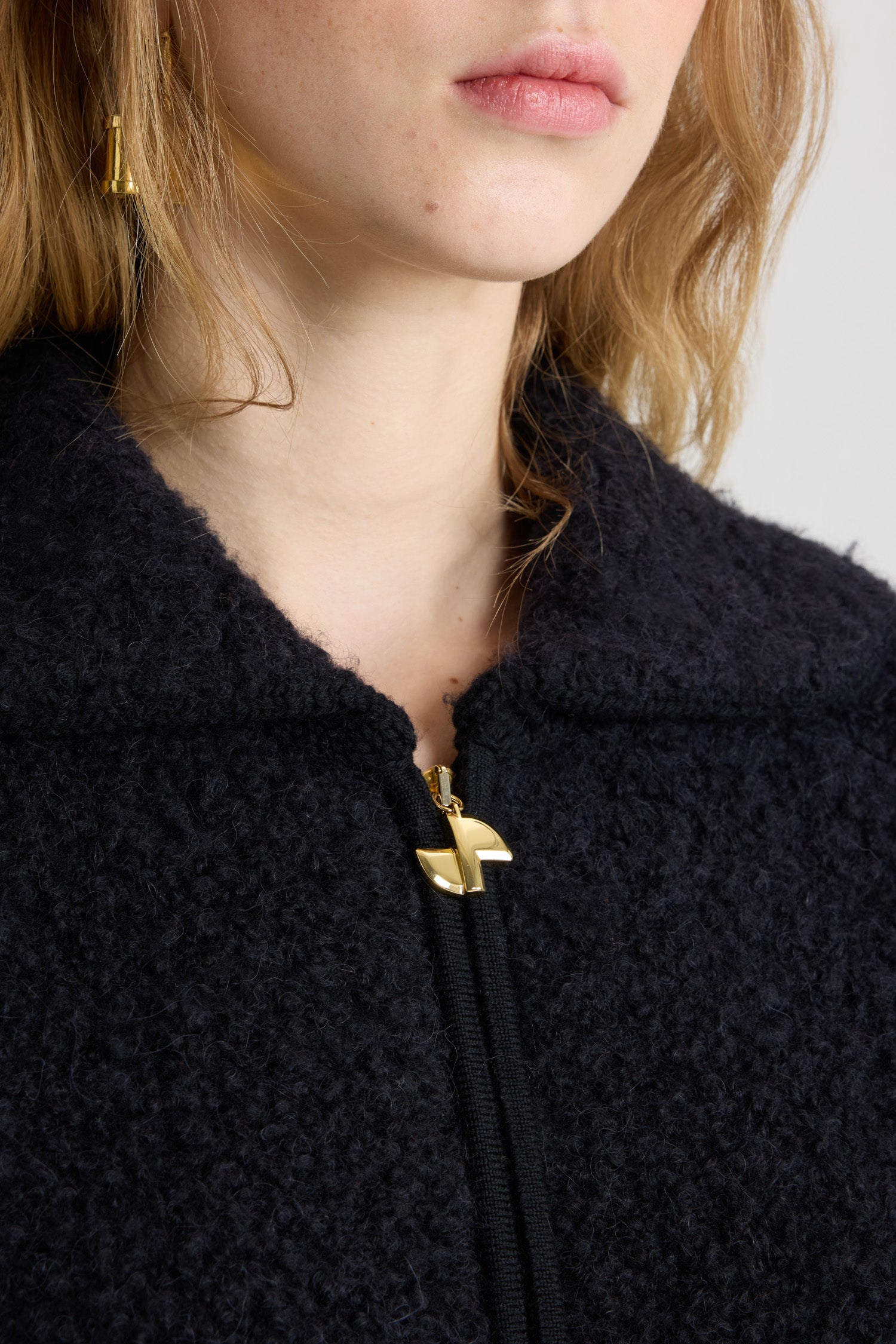 Patou KN289 veste bomber bouclé Noire S laine