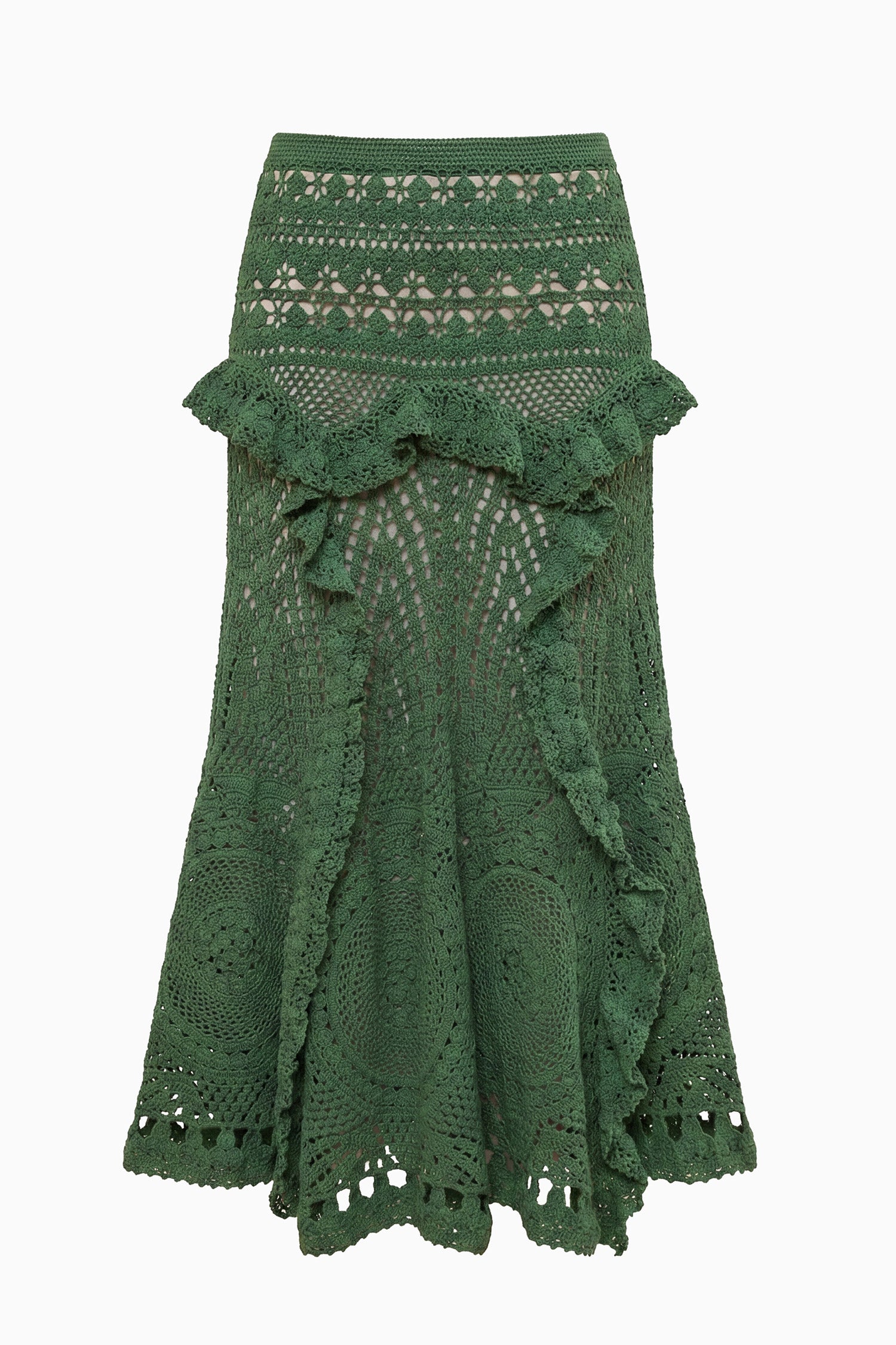 Ulla Johnson Floretta jupe crochet Sea Glass verte