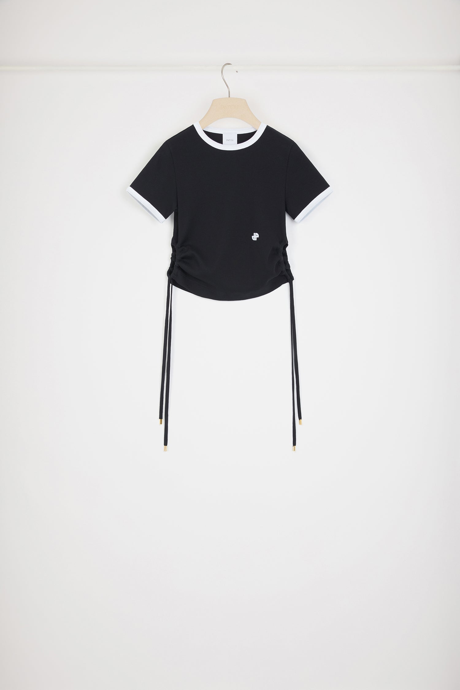 Patou P24JE1059978999B t-shirt noir coton bio découpé