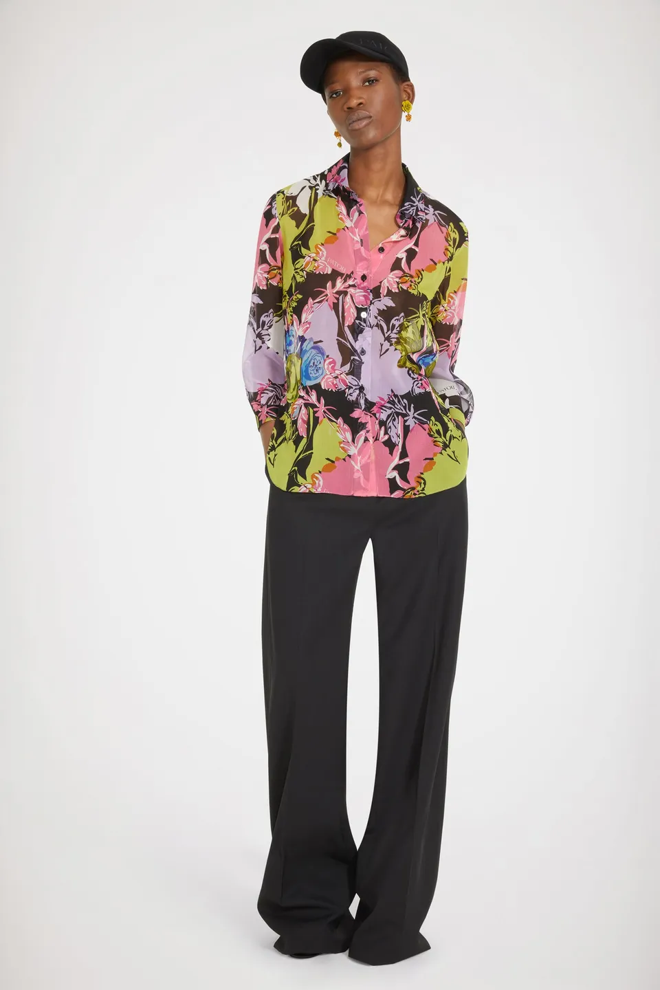Patou Tops H22BL02101275047 chemise fleurs soie Absinthe