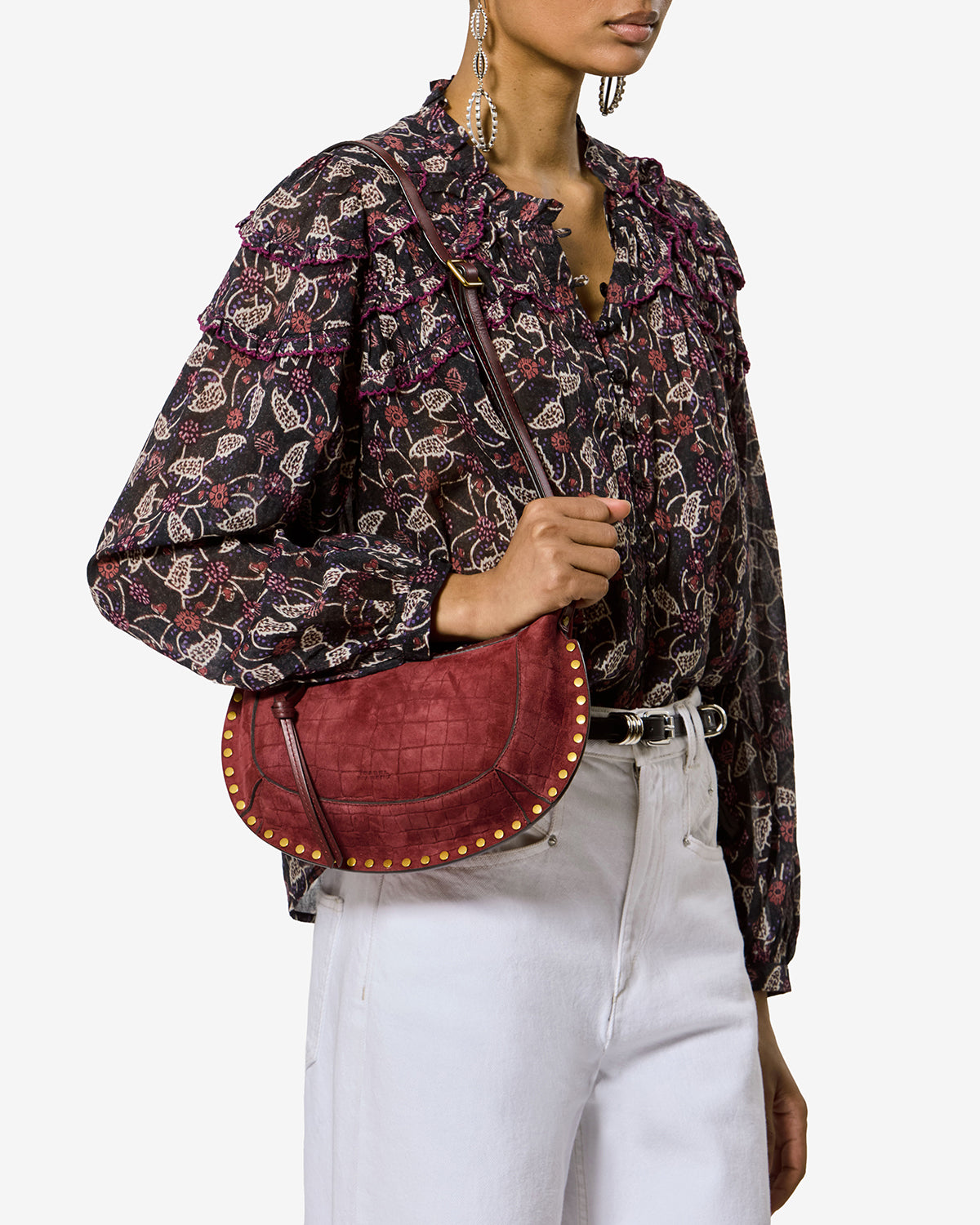 Isabel Marant Oskan Moon Sac Cuir Cerise Effet Croco