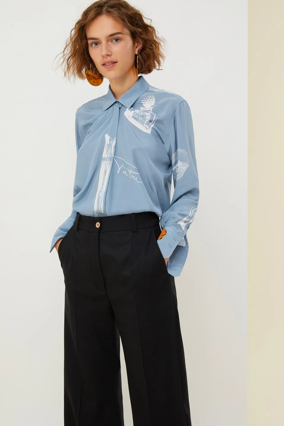 Patou BL003 chemisier soie imprimé Riddle Print