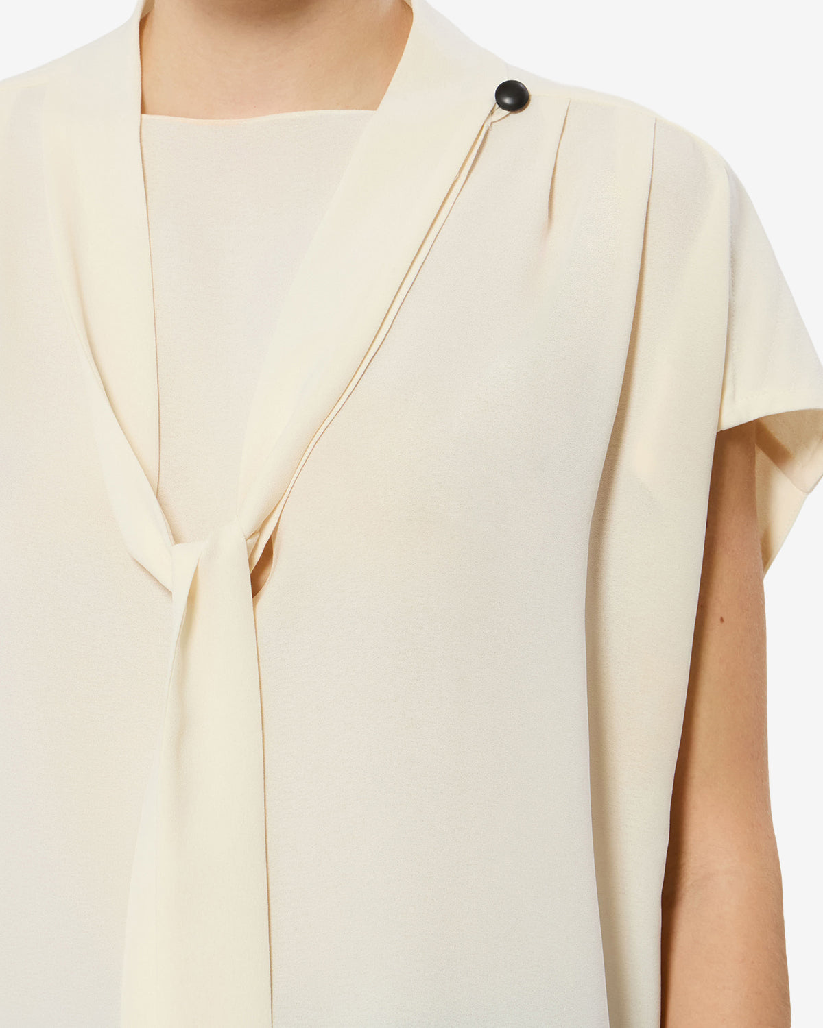 Isabel Marant Selene top blouse crêpe écru lavallière