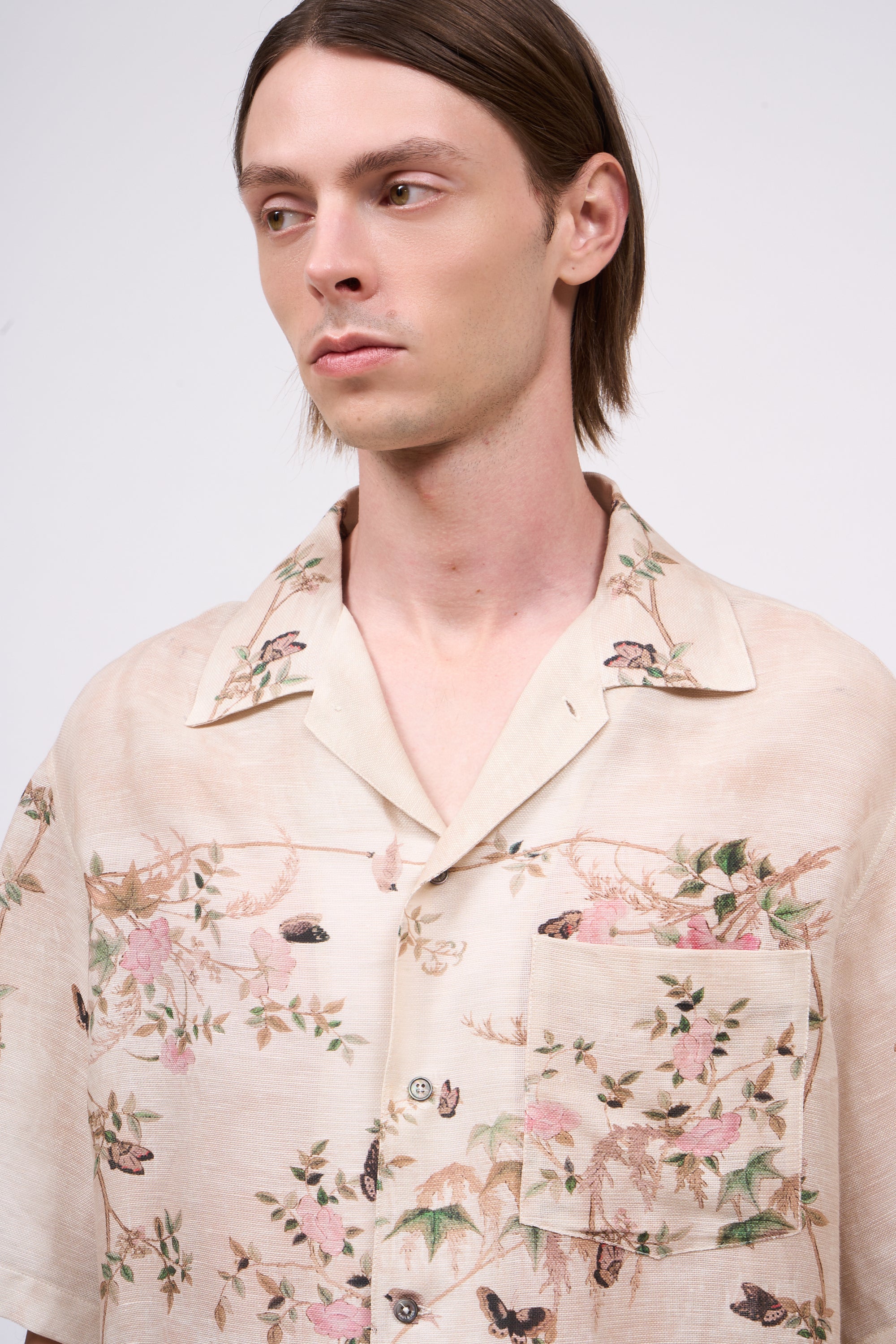 Paul & Joe PHIL chemise manches courtes lin soie beige clair