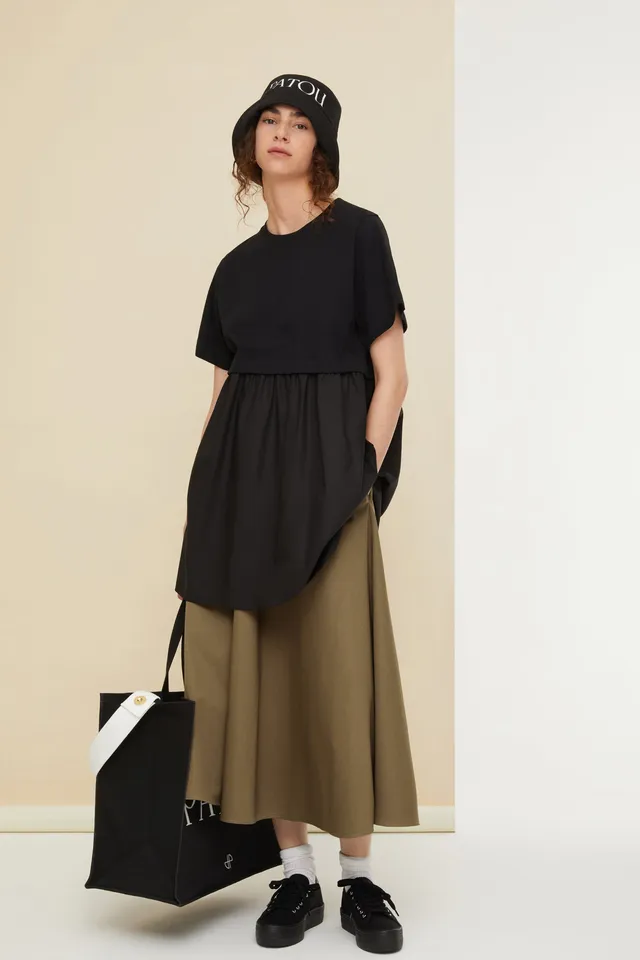 Patou P22JE0439992999B robe coton bio noire mini