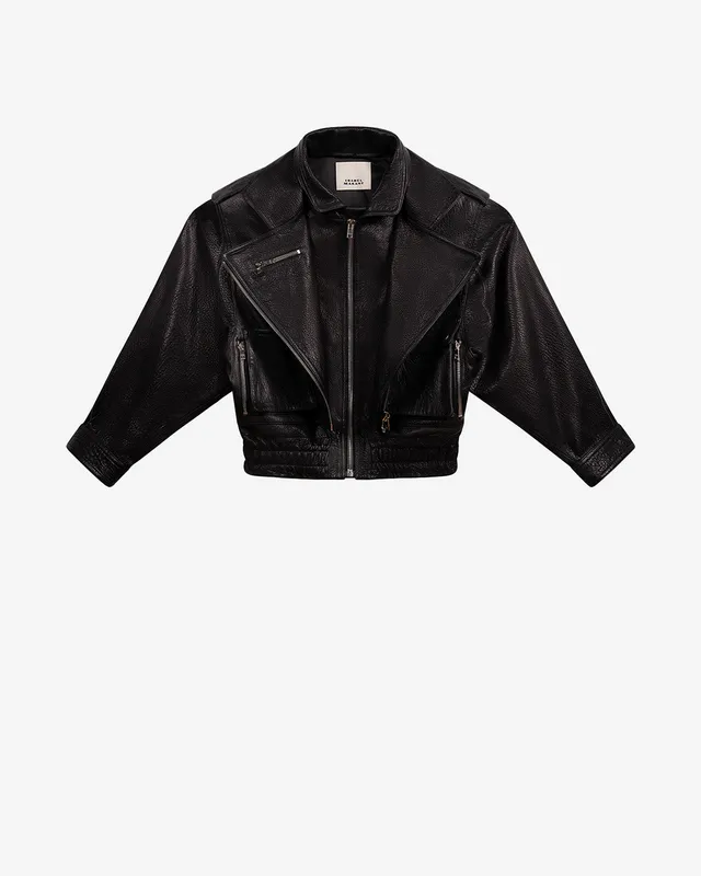 Isabel Marant Aneli veste cuir noir agneau courte